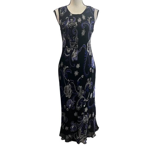 VTG 90s American Angel Black & Purple Whimsical Floral Dark Fairy Slip Dress M/S - Picture 2 of 6